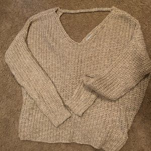 Open back tan sweater